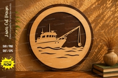 Fishing Boat Laser Cut SVG Design fishing boat svg, boat las Product Image 1