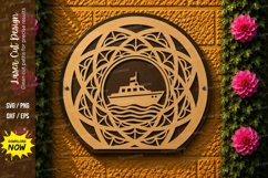 Fishing Boat Mandala Laser Cut SVG Design fishing boat manda Product Image 1