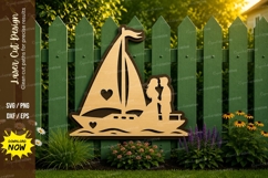 Sailboat Couple Laser Cut SVG Design sailboat couple svg, Product Image 1