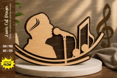 Singer Music Notes Laser Cut SVG Design singer svg, music la Product Image 1
