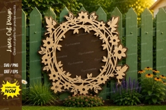 Floral Round Frame Laser Cut SVG Design floral frame svg, ro Product Image 1