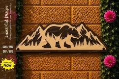 Mountain Bear Landscape Laser Cut SVG Design mountain bear Product Image 1