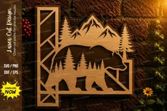 Mountain Bear Landscape Frame Laser Cut SVG Design mountain Product Image 1