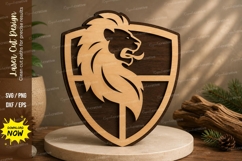 Lion Shield Emblem Laser Cut SVG Design lion shield svg, lio Product Image 1
