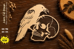 Raven Skull Laser Cut SVG Design raven skull svg, gothic rav Product Image 1