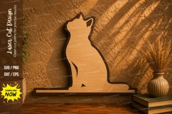 Sitting Cat Silhouette Laser Cut SVG Design cat silhouette Product Image 1