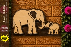 Elephant Family Laser Cut SVG Design elephant family svg, Product Image 1
