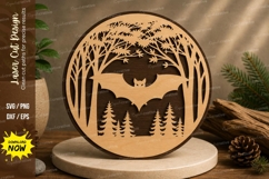 Moonlit Bat Forest Laser Cut SVG Design moon bat svg, bat la Product Image 1