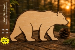 Walking Bear Silhouette Laser Cut SVG Design walking bear sv Product Image 1