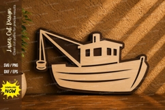 Fishing Boat Laser Cut SVG Design fishing boat svg, boat las Product Image 1