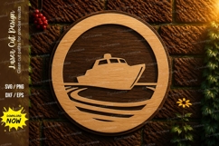 Fishing Boat Round Laser Cut SVG Design fishing boat svg, bo Product Image 1