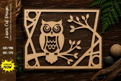 Owl Branch Frame Laser Cut SVG Design owl frame svg, owl las Product Image 1