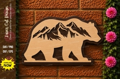 Mountain Bear Silhouette Laser Cut SVG Design mountain bear Product Image 1