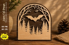Moonlit Forest Bat Arch Laser Cut SVG Design bat forest svg, Product Image 1