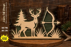 Deer Archery Forest Laser Cut SVG Design deer hunting svg, Product Image 1