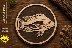 Bluegill Fish Round Laser Cut SVG Design bluegill fish svg, Product Image 1