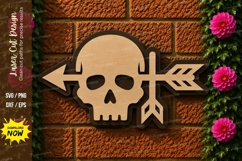 Skull Arrow Laser Cut SVG Design skull arrow svg, skull lase Product Image 1