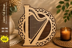 Decorative Harp Laser Cut SVG Design harp svg, harp laser Product Image 1