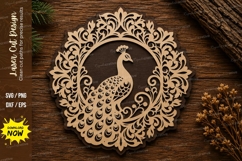 Peacock Floral Round Laser Cut SVG Design peacock svg, peaco Product Image 1