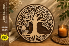 Tree of Life Owl Laser Cut SVG Design tree of life svg, owl Product Image 1