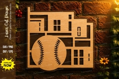 Modern Baseball House Laser Cut SVG Design baseball house sv Product Image 1