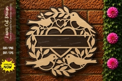Love Birds Monogram Frame Laser Cut SVG Design love birds sv Product Image 1