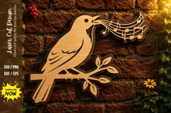 Singing Bird Music Laser Cut SVG Design bird svg, singing Product Image 1