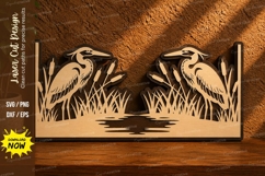 Heron Marsh Scene Laser Cut SVG Design heron svg, marsh bird Product Image 1