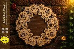 Rose Wreath Round Laser Cut SVG Design rose wreath svg, flor Product Image 1