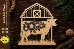 Floral Barn Cow Laser Cut SVG Design cow svg, barn cow, flor Product Image 1