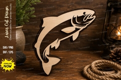 Jumping Salmon Laser Cut SVG Design salmon svg, jumping fish Product Image 1