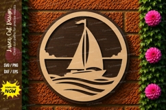 Sailboat Scene Laser Cut SVG File sailboat scene svg, sailbo Product Image 1