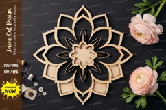 Lotus Mandala Laser Cut SVG laser cut svg, lotus mandala Product Image 1