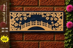 Bridge Scene Laser Cut SVG File bridge scene svg, floral bri Product Image 1