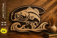 Bass Fish Laser Cut SVG File bass fish svg, largemouth bass Product Image 1
