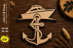 Anchor Boat Laser Cut SVG File anchor boat svg, anchor svg, Product Image 1