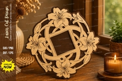 Floral Square Frame Laser Cut SVG File floral square frame Product Image 1
