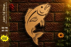 Jumping Bass Fish Laser Cut SVG Design bass fish svg, jumpin Product Image 1
