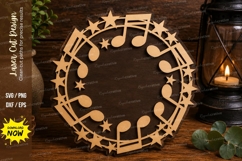 Music Notes Wreath Laser Cut SVG Design music wreath svg, mu Product Image 1