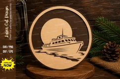 Cruise Ship Round Laser Cut SVG Design cruise ship svg, ocea Product Image 1