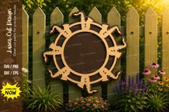 Ship Wheel Monogram Frame Laser Cut SVG Design ship wheel sv Product Image 1