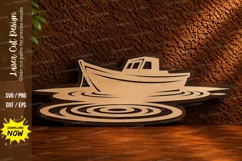 Fishing Boat Lake Laser Cut SVG Design fishing boat svg, lak Product Image 1