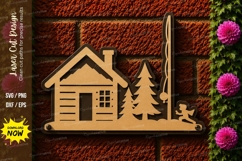 Cabin Forest Landscape Laser Cut SVG Design cabin svg, fores Product Image 1