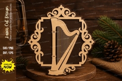 Harp Monogram Frame Laser Cut SVG Design harp svg, harp mono Product Image 1
