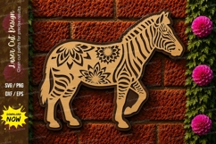 Floral Zebra Laser Cut SVG Design zebra svg, floral zebra, Product Image 1