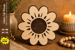 Sunflower Monogram Frame Laser Cut SVG Design sunflower svg, Product Image 1