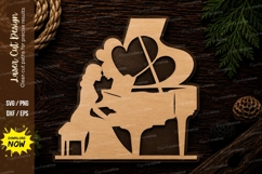 Piano Love Laser Cut SVG Design piano svg, grand piano, musi Product Image 1