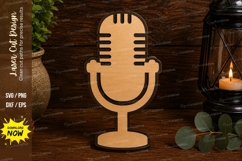 Classic Microphone Laser Cut SVG Design microphone svg, podc Product Image 1