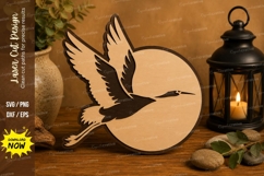 Flying Crane Laser Cut SVG File crane svg, flying bird svg, Product Image 1