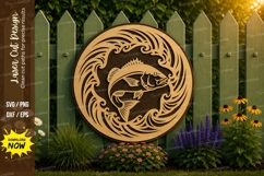 Bass Fish Laser Cut SVG File bass fish svg, fishing svg, bas Product Image 1